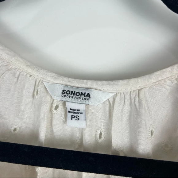 NEW Sonoma Eyelet Long Sleeve Peasant Top Size PS Petite Small - Picture 3 of 8